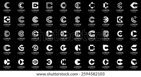 Logos collection with letter C. Geometric abstract logos. Icon design