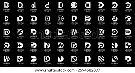 Logos collection with letter D. Geometric abstract logos. Icon design