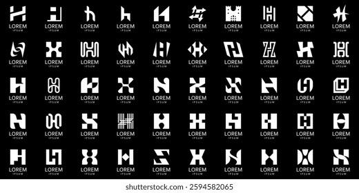 Logos collection with letter H. Geometric abstract logos. Icon design