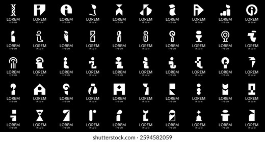 Logos collection with letter I. Geometric abstract logos. Icon design