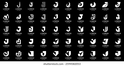 Logos collection with letter J. Geometric abstract logos. Icon design