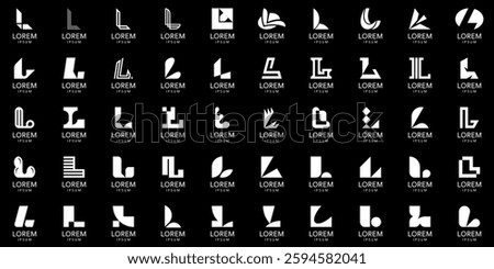 Logos collection with letter L. Geometric abstract logos. Icon design