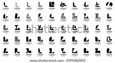 Logos collection with letter L. Geometric abstract logos. Icon design