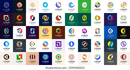 Logos collection with letter O. Geometric abstract logos. Icon design