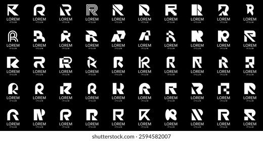 Logos collection with letter R. Geometric abstract logos. Icon design