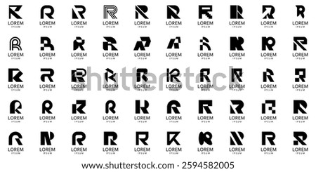 Logos collection with letter R. Geometric abstract logos. Icon design