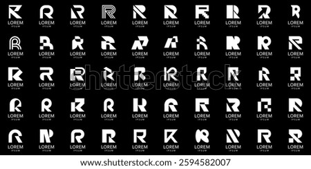 Logos collection with letter R. Geometric abstract logos. Icon design