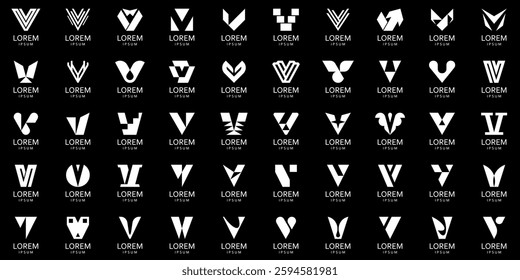 Logos collection with letter V. Geometric abstract logos. Icon design
