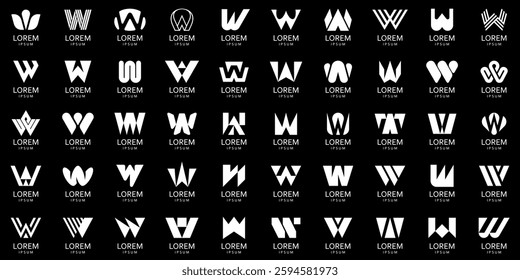 Logos collection with letter W. Geometric abstract logos. Icon design