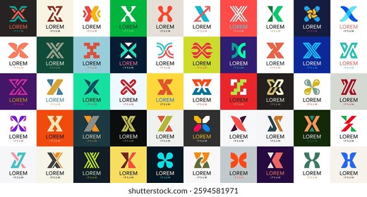 Logos collection with letter X. Geometric abstract logos. Icon design