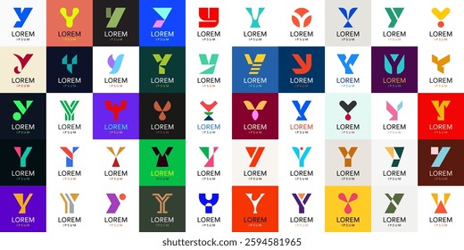 Logos collection with letter Y. Geometric abstract logos. Icon design