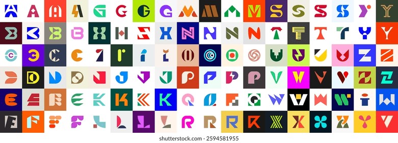 Logos collection with letters. Geometrical abstract logos. Icon design	
