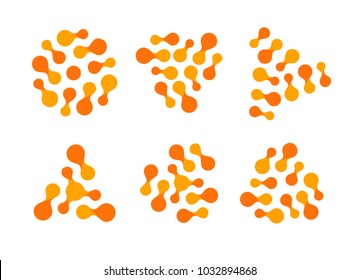 Logos of connect network. Abstract orange color shape set. Unusual circular vector icon set. Creative logotype collection, 