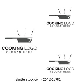 Logos for cooking utensils, cooking pots, spatulas and cooking spoons. Using vector design concepts.