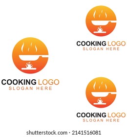 Logos for cooking utensils, cooking pots, spatulas and cooking spoons. Using vector design concepts.