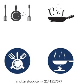 Logos for cooking utensils, cooking pots, spatulas and cooking spoons. Using vector design concepts.