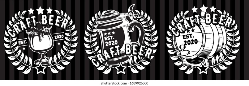 Logos for craft beer producers on a dark background.