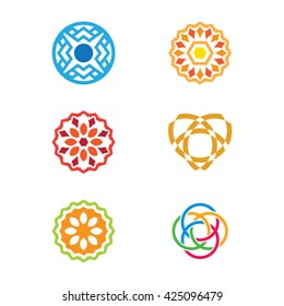 logos crest circle round sun flower