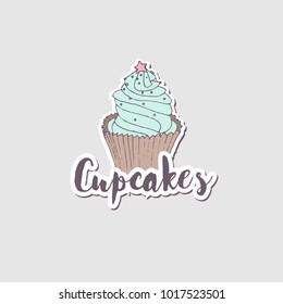 Logos Cupcake. Freehand Drawing