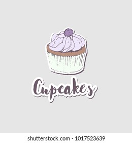 logos cupcake. freehand drawing