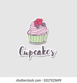 logos cupcake. freehand drawing