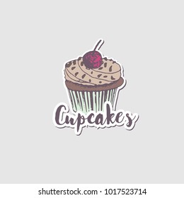 logos cupcake. freehand drawing