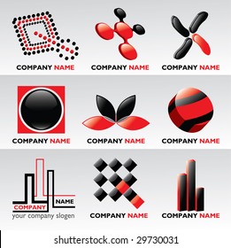 Logos and design elements / black and red / - vector