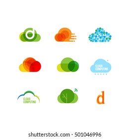 Logos Design Set for cloud computing and big data