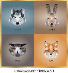 Logos of forest animals n the style of Poly Low