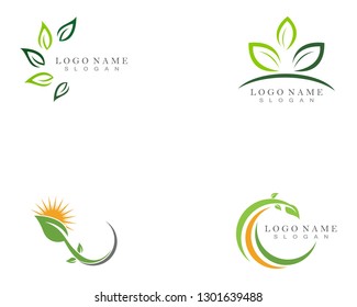 Logos of green leaf ecology nature element vector icon