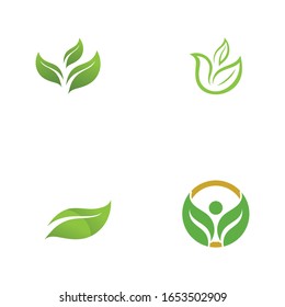 Logos of green  leaf ecology nature element vector