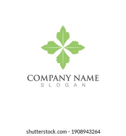 Logos of green leaf ecology nature element vector