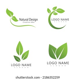 Logos of green leaf ecology nature element vector
