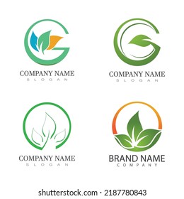 Logos of green leaf ecology nature element vector