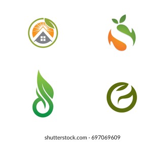 Logos of green leaf ecology nature element vector icon