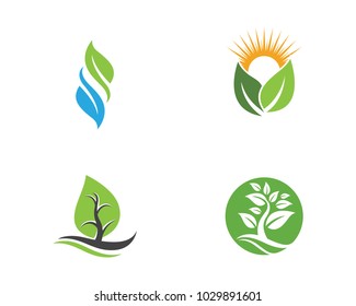 Logos of green Tree leaf ecology nature element vector