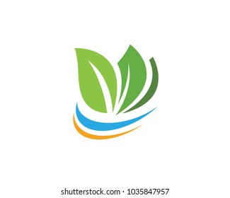 Logos of green Tree leaf ecology nature element vector