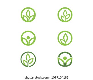 Logos of green Tree leaf ecology nature element vector
