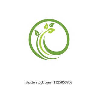 Logos of green Tree leaf ecology nature element vector