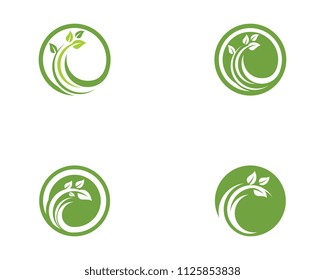 Logos of green Tree leaf ecology nature element vector