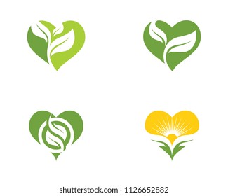 Logos of green Tree leaf ecology nature element vector