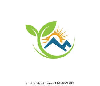 Logos of green Tree leaf ecology nature element vector
