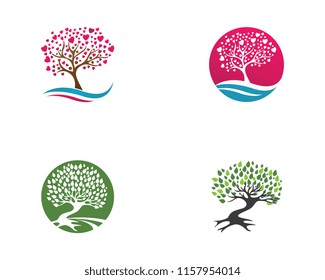 Logos of green Tree leaf ecology nature element vector