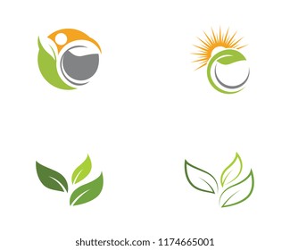 Logos of green Tree leaf ecology nature element vector