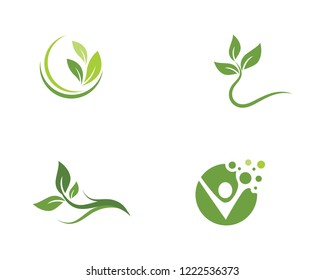 Logos of green Tree leaf ecology nature
