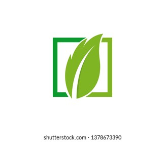 Logos of green Tree leaf ecology nature element vector