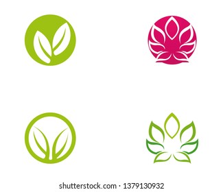 Logos of green Tree leaf ecology nature element vector