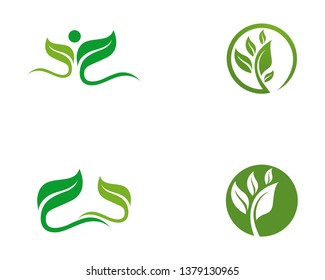 Logos of green Tree leaf ecology nature element vector