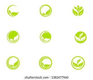 Logos of green Tree leaf ecology nature element vector