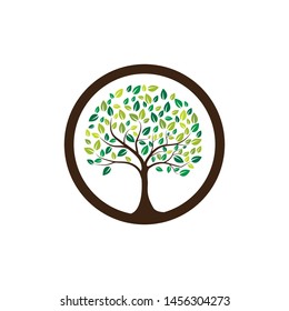 Logos of green Tree leaf ecology nature element vector